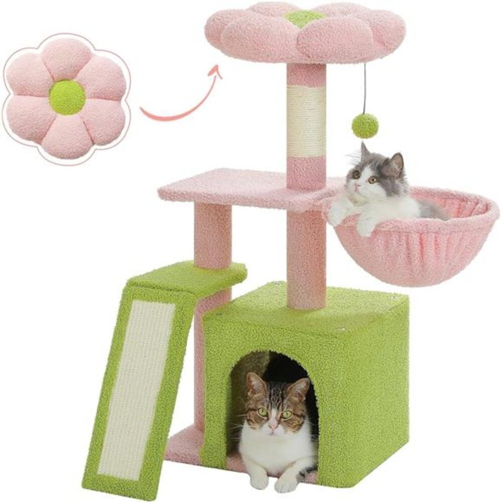 Flower Cat Tree Small Cat Tower Cat Condo with Sisal Scratc, 32''